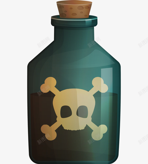 绿色毒品玻璃瓶简图png免抠素材_新图网 https://ixintu.com 卡通 毒品 毒药 玻璃瓶 瓶塞 简图 骷髅头图案