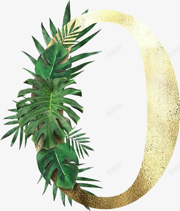 创意植物字母0png免抠素材_新图网 https://ixintu.com PNG 字母 森林 植物 金色