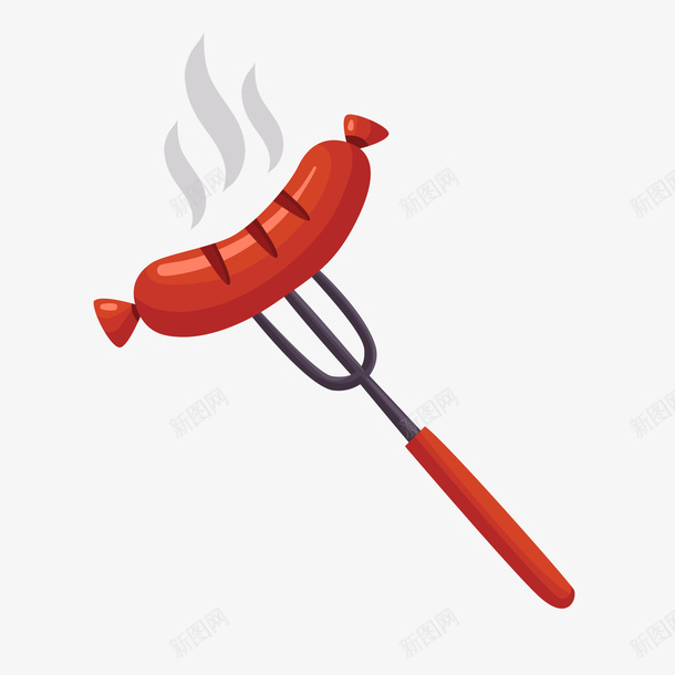 烤香肠美食png免抠素材_新图网 https://ixintu.com 卡通烤肠 卡通烧烤 卡通食物 叉子 背景装饰 香肠 香肠图案