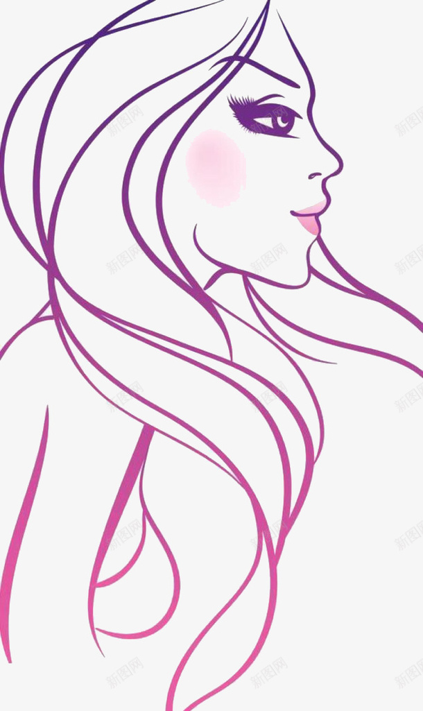 美妆美女简笔画png免抠素材_新图网 https://ixintu.com 彩绘 简笔画 简笔画美女 简约风格 美女 美妆 装饰图案