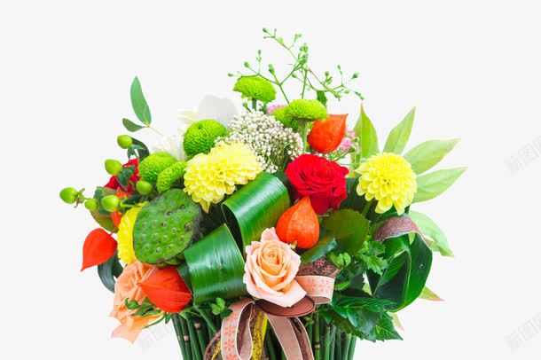 一束七彩家居装饰鲜花png免抠素材_新图网 https://ixintu.com 七彩鲜花 喜庆 康乃馨 月季 粉玫瑰 绿叶 节日 芍药 莲蓬 菊花 高清图片 鲜花