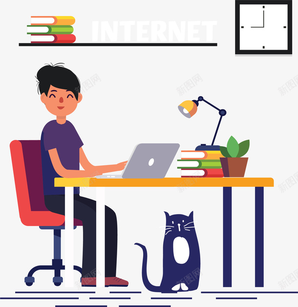 互联网自由工作者png免抠素材_新图网 https://ixintu.com 互联网 操作电脑 矢量png 网络 网络工作者 自由工作者