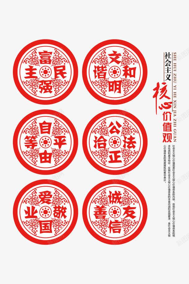传统剪纸社会核心价值观标语png免抠素材_新图网 https://ixintu.com 中国传统 剪纸风格 核心价值观 海报展板标语 社会主义 社会核心价值观 红色