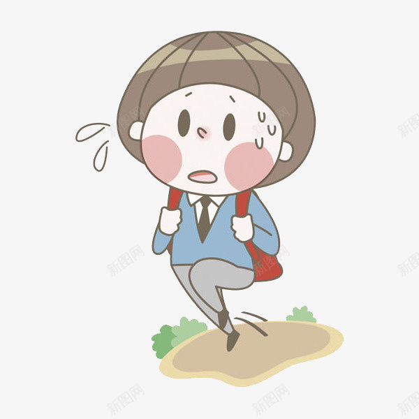 小清新奔跑的男孩图png免抠素材_新图网 https://ixintu.com 上学迟到 可爱的 奔跑的 学生 插图 汗水 男孩