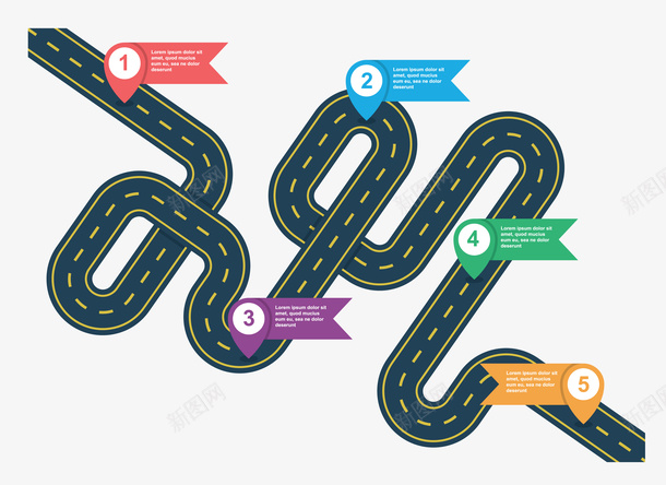 创意公路图标矢量图ai_新图网 https://ixintu.com 公路 创意 图标 图案 数字 标签 色彩 颜色 矢量图