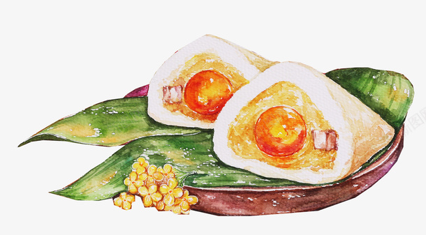 端午节装饰插画传统食物蛋黄粽子png免抠素材_新图网 https://ixintu.com 传统食物 插画 水彩插画 端午节 蛋黄粽子 装饰插图