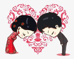 卡通新人拜堂图案png免抠素材_新图网 https://ixintu.com 人物 卡通图案 可爱 结婚元素