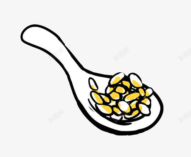手绘勺子纳豆png免抠素材_新图网 https://ixintu.com 勺子 吃货 吃饭 手绘碗筷 日本料理 碗筷 纳豆 美食 餐具
