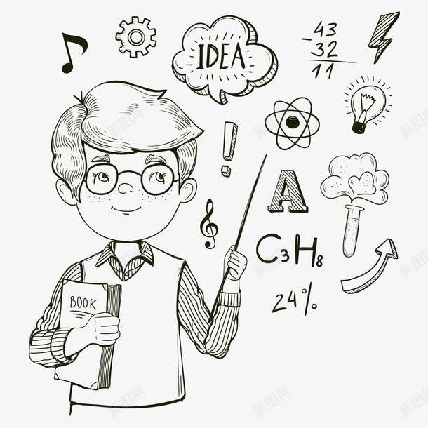 手绘人物教与数学元素png免抠素材_新图网 https://ixintu.com 手绘 教育 数学 理科 老师 计算