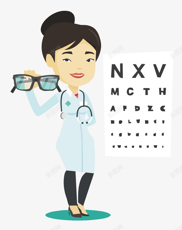 视力测试的医生png免抠素材_新图网 https://ixintu.com 医生 卡通 手绘 眼镜 视力测试PNG矢量图 视力测试免扣PNG图 近视矢量