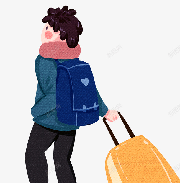 卡通平安春运让爱回家psd免抠素材_新图网 https://ixintu.com 2019年 书包 人物 回家过年 平安春运 平安春运让爱回家 新春 春运 背包 行李箱