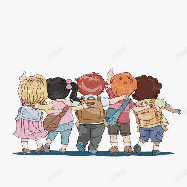搭肩拍背影的毕业照png免抠素材_新图网 https://ixintu.com 勾肩搭背 小学生 毕业照手绘 肩并肩 背影毕业照