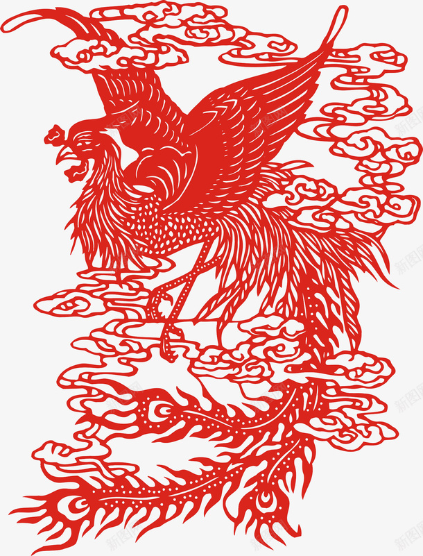 红色剪纸凤凰png免抠素材_新图网 https://ixintu.com 丹鸟 凤凰 凤凰尾巴 凤凰纹饰 凤尾 剪纸 吉祥象征 朱鸟 漂亮尾巴 火鸟 神兽 神鸟 羽翼 飞鸟 飞龙之子