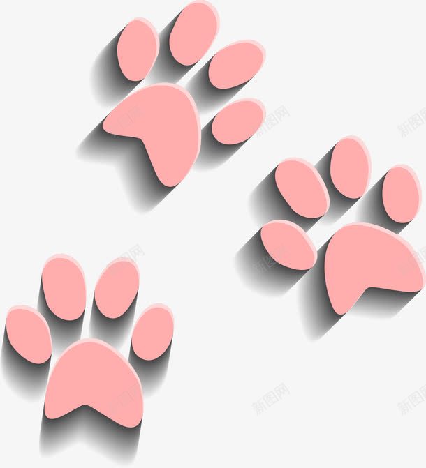 粉色立体猫掌png免抠素材_新图网 https://ixintu.com 手绘猫掌 猫咪 猫手 猫掌 猫爪 猫脚印 粉色 脚印 阴影