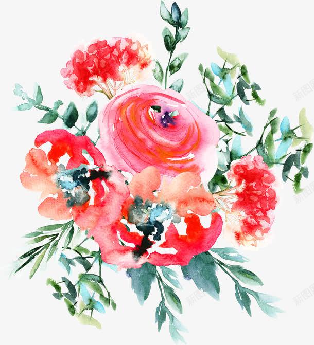 一大束水彩鲜花png免抠素材_新图网 https://ixintu.com 一大束水彩鲜花 森系花朵 水彩涂抹鲜花