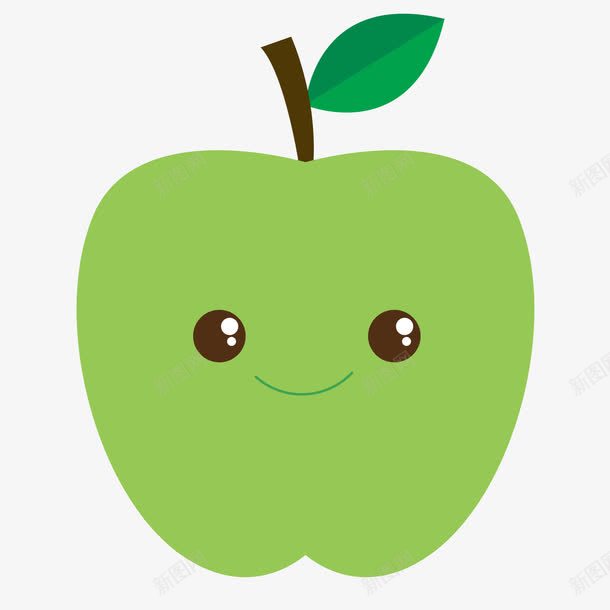 可爱扁平化水果青苹果png免抠素材_新图网 https://ixintu.com 卡通 可爱 扁平 扁平化食品 水果 笑脸 苹果娃娃 青苹果 食物