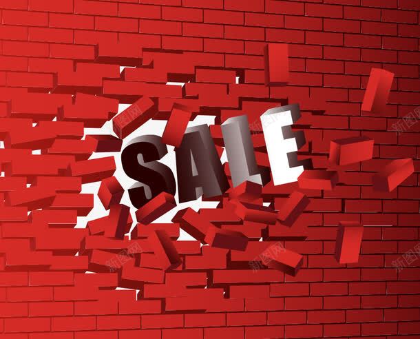 墙面破裂促销效果图png免抠素材_新图网 https://ixintu.com sale 墙面破裂 效果图 矢量素材 红砖 艺术 设计