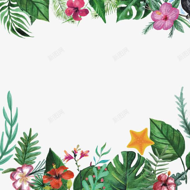 夏日植物边框png免抠素材_新图网 https://ixintu.com 夏天 夏季边框 夏日 小清新边框 手绘绿色边框 绿色植物边框