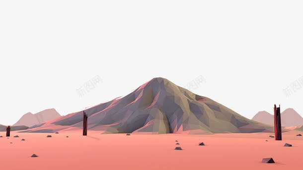 卡通山坡大地png免抠素材_新图网 https://ixintu.com 3D c4d 三维 创意海报素材 卡通场景 合成素材 大地 山丘 山坡 火山手绘 立体 立体火山