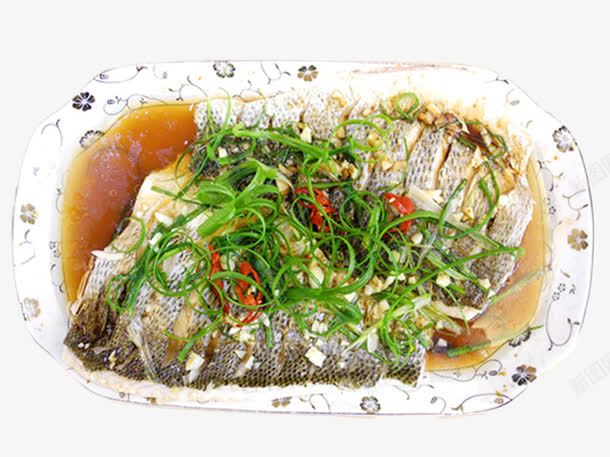 清蒸海鲈鱼png免抠素材_新图网 https://ixintu.com 一碟鱼 海鲈鱼 清蒸鱼 粤菜 美食 鲈鱼