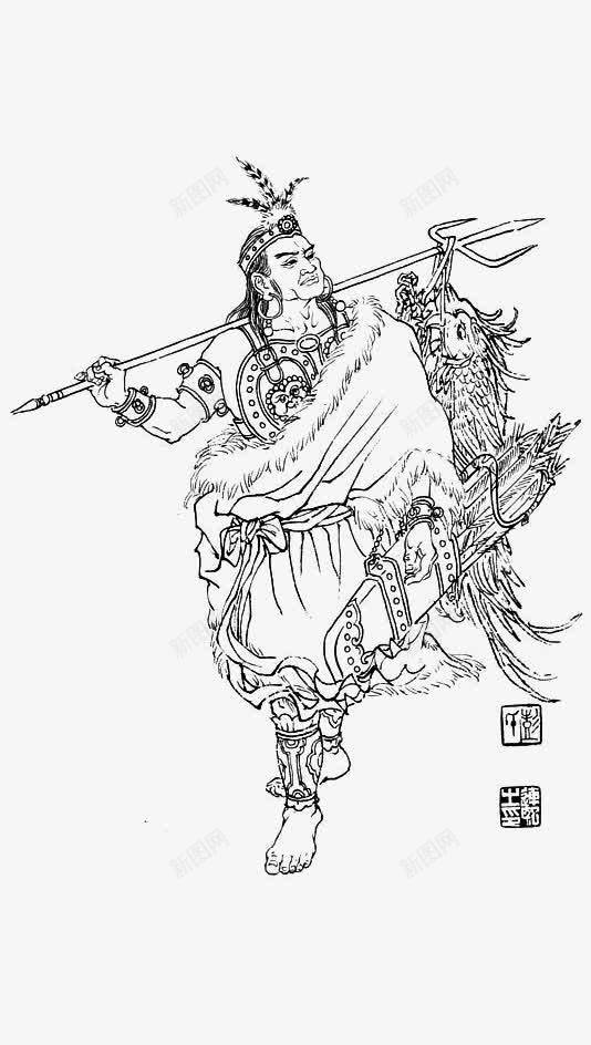 中国神话人物后羿png免抠素材_新图网 https://ixintu.com 中国 人物 后羿 嫦娥后羿 射日 彭连熙 扫描 文化艺术 神话 线描 绘画书法