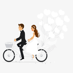 婚车骑着单车去结婚卡通高清图片