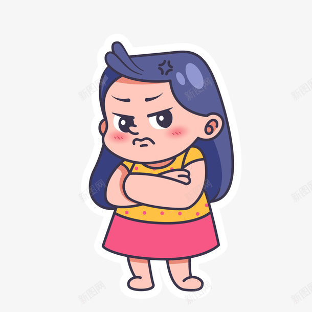 一个不屑表情的女孩png免抠素材_新图网 https://ixintu.com 不高兴 卡通 厌恶 女孩 情绪 表情 讨厌 面部表情