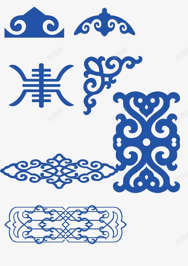 藏青色蒙古花纹png免抠素材_新图网 https://ixintu.com 矢量PNG花纹素材蒙古花纹 花纹矢量 蒙古族花纹 蒙古花纹 蓝色