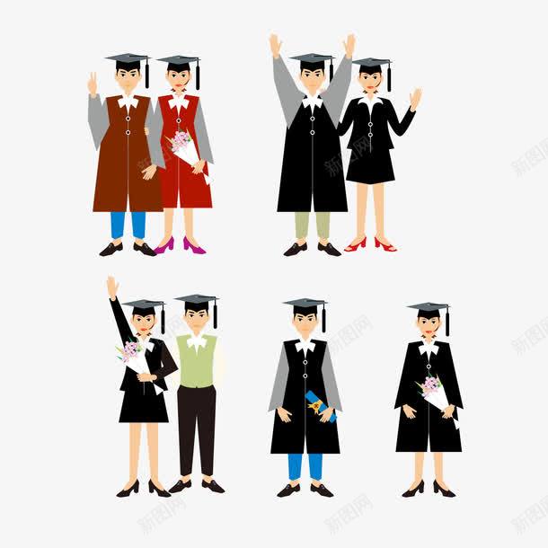 头戴博士帽的人物矢量图ai免抠素材_新图网 https://ixintu.com 大学生 学士帽 学士服 矢量图