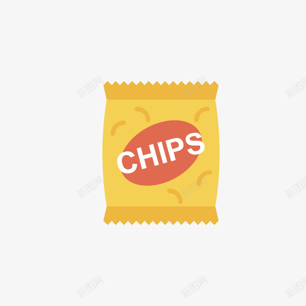 薯片图标矢量图ai_新图网 https://ixintu.com 图标 字母 平面 方形 英文 薯片 零食 黄色 矢量图