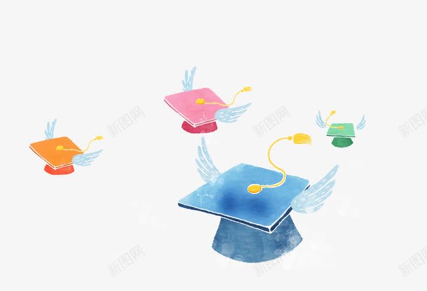 手绘画学士帽博士帽png免抠素材_新图网 https://ixintu.com 初中生 博士帽 学习 学士帽 学生 手绘