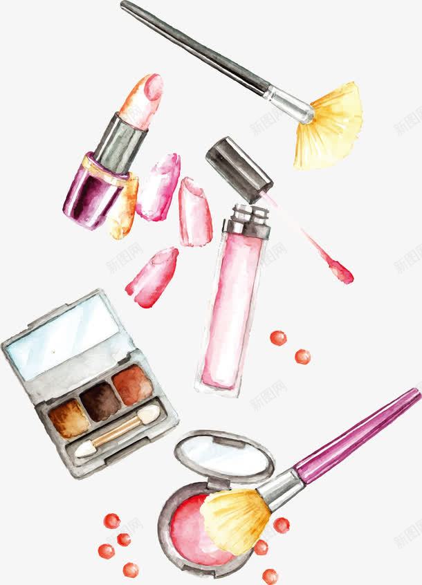 彩绘化妆品png免抠素材_新图网 https://ixintu.com 化妆品 化妆美容 口红 唇膏 唇釉 女士化妆品 彩绘化妆品 彩绘女士化妆品 手绘化妆品 眼影 粉底