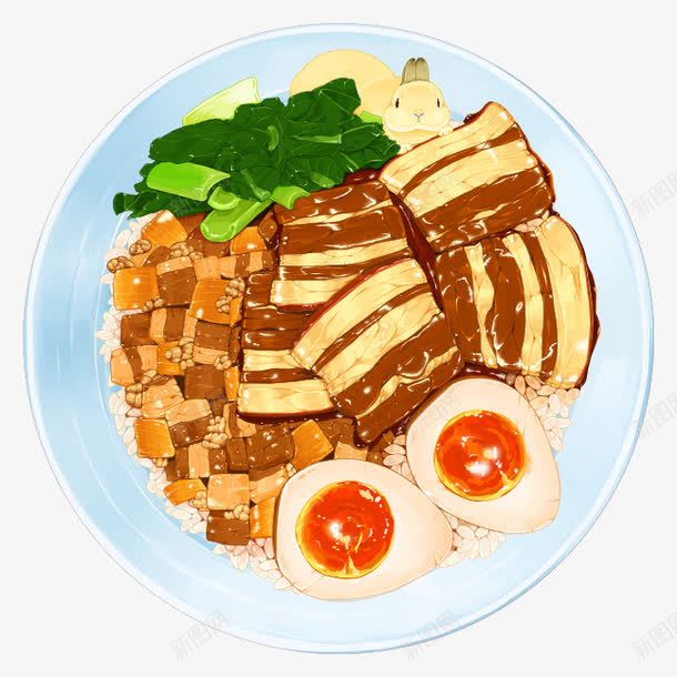 手绘卤肉饭png免抠素材_新图网 https://ixintu.com 卤肉饭 手绘 米饭 美食 鸡蛋