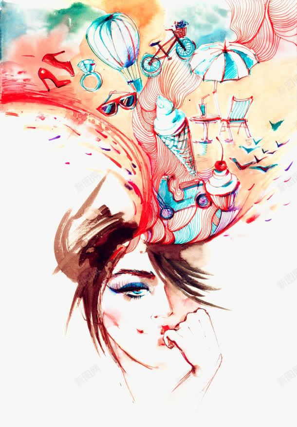 时尚水彩手绘人物png免抠素材_新图网 https://ixintu.com 人物插画 卡通女孩时尚 卡通美女 女性插图 插画水彩画 时尚水彩手绘人物 梦幻花朵女孩插画 美女头像 美女插画 美女漫画