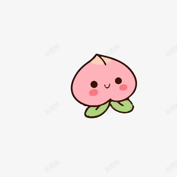 可爱桃子png免抠素材_新图网 https://ixintu.com 可爱 叶子 手绘 桃子 眼睛 粉色 绿色 黑色