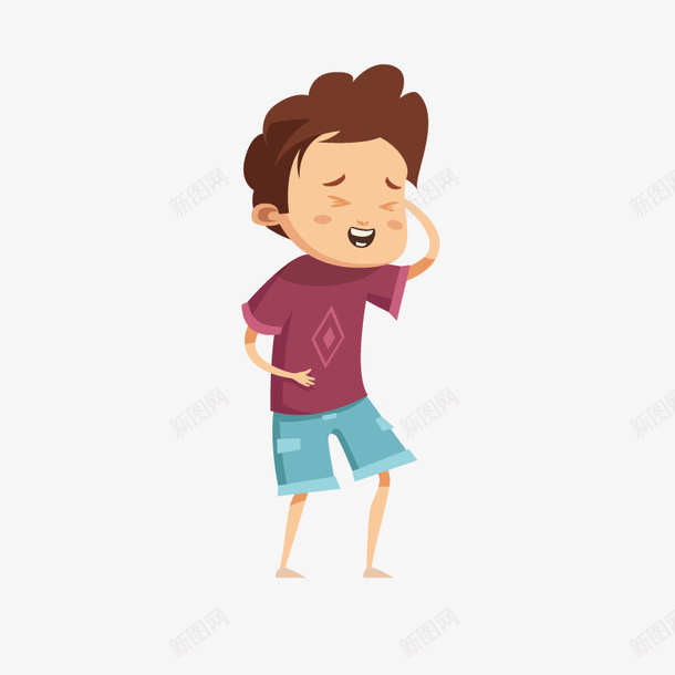 揉眼睛的卡通男孩png免抠素材_新图网 https://ixintu.com 人物 动作 卡通 手绘图 揉眼睛 男孩 表情