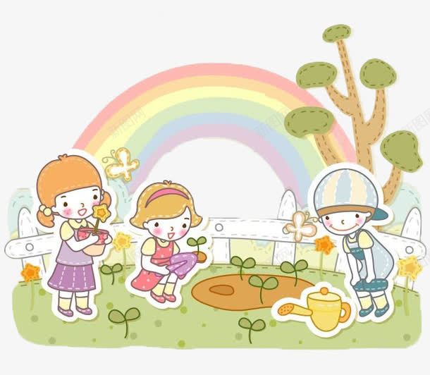 植树节学生植树图png免抠素材_新图网 https://ixintu.com 卡通手绘 学生 彩绘 种植