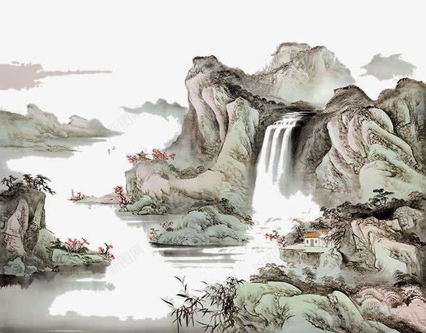 水墨山水画png免抠素材_新图网 https://ixintu.com 传统风景画 国画 山水画 水墨画 水墨路 美术