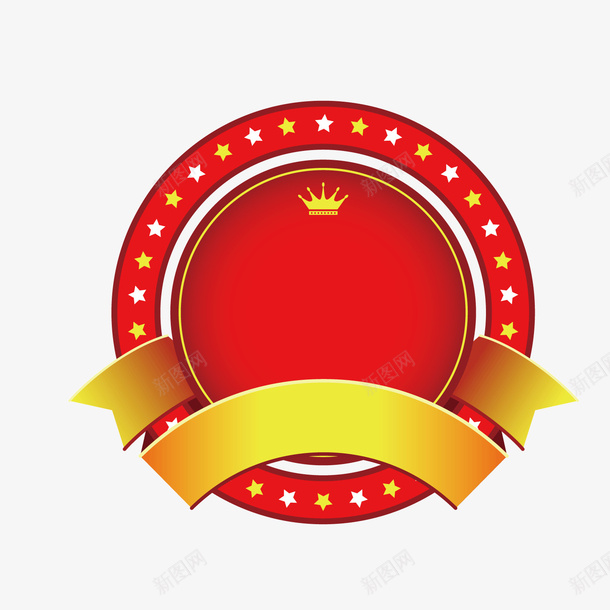 红色圆形商务标签矢量图ai免抠素材_新图网 https://ixintu.com 五角星 商务 圆形 圆环 标签 渐变 红色 矢量图