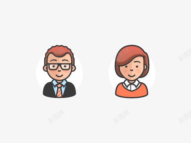 扁平化男女头像png免抠素材_新图网 https://ixintu.com H5页面素材 卡通 扁平化 扁平素材 涂鸦 电商卡通 简约 线条 网页设计卡通