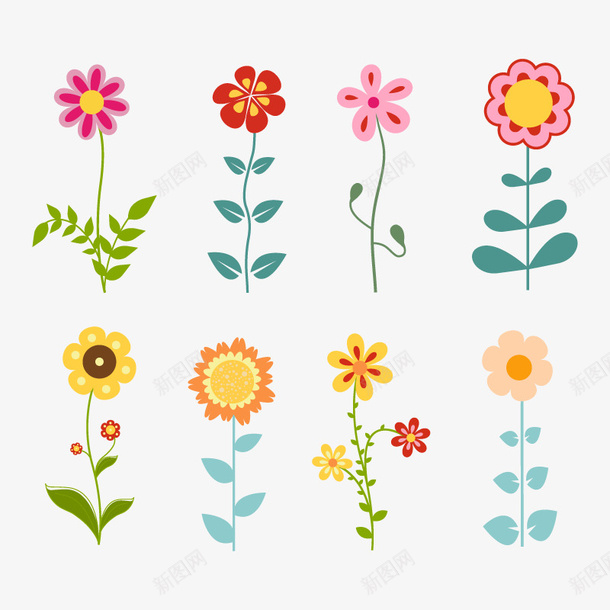 花朵矢量图ai免抠素材_新图网 https://ixintu.com 卡通花 卡通花朵 卡通花朵免抠 卡通花朵免抠素材 多种花类 春天的花 花 花朵免抠素材卡通 花朵春天 矢量图