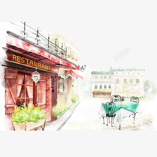 手绘水彩欧式街景风光插画png免抠素材_新图网 https://ixintu.com 手绘 手绘水彩 插画 欧式 欧式街景 欧美街道 水彩 街景 风光 风光插画
