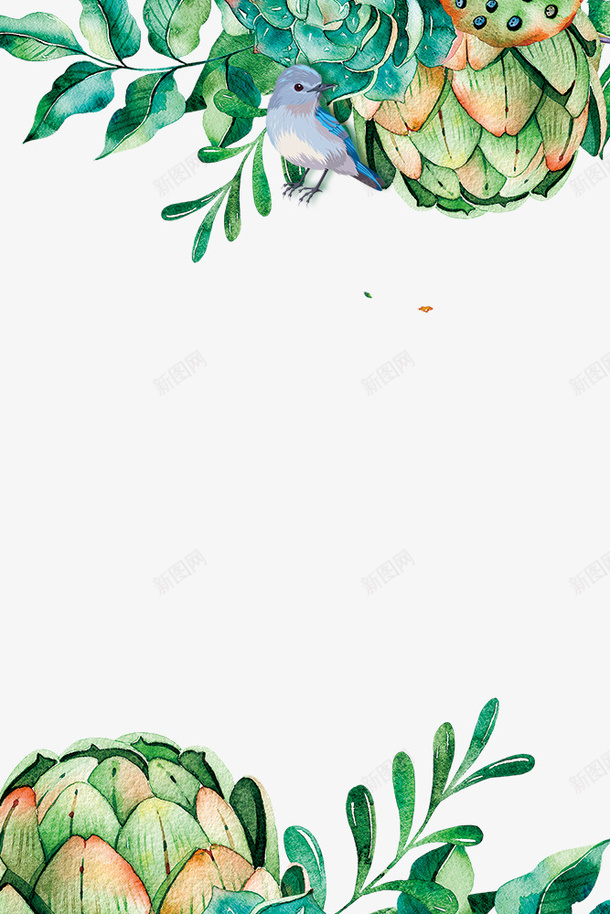 春季小清新叶子装饰边框psd免抠素材_新图网 https://ixintu.com 叶子装饰边框 小清新 手绘画 手绘花草 春季 树叶边框 花朵装饰边框 花朵边框