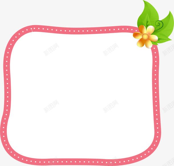 红色花朵边框png免抠素材_新图网 https://ixintu.com 卡通 叶子 手绘 红色 线条 绿叶 边框 鲜花