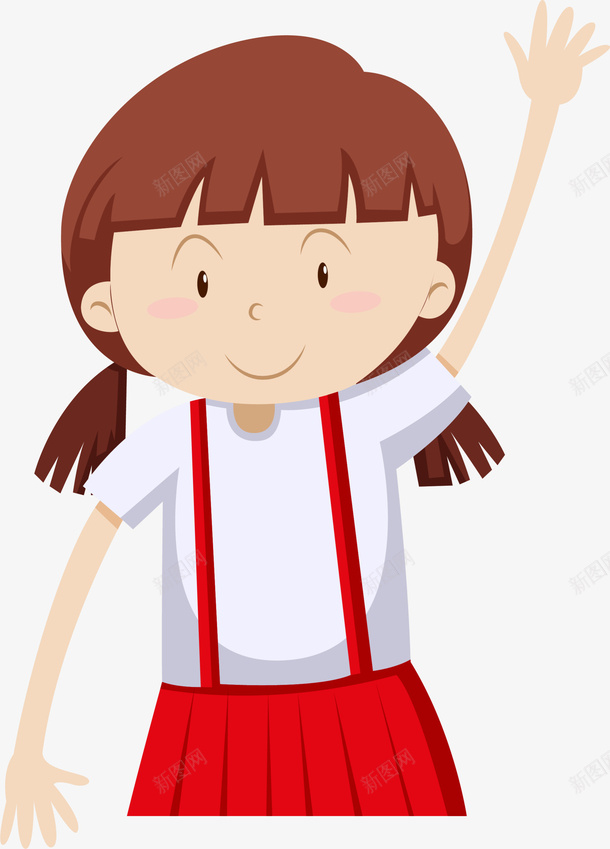 手绘卡通学生举手回答png免抠素材_新图网 https://ixintu.com PPT制作设计 动漫人物 动画 卡通人物 学生举手回答 小女孩 插画 海报设计 装饰设计 高举手臂