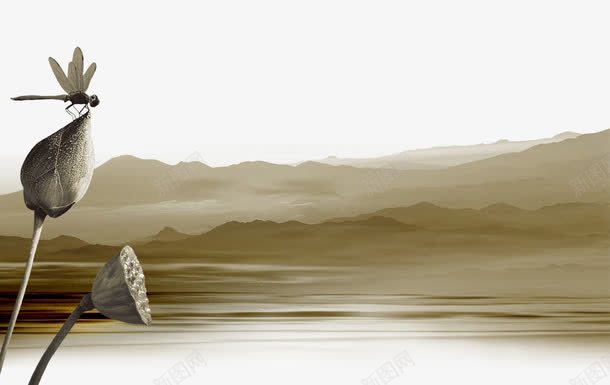水墨背景png免抠素材_新图网 https://ixintu.com 山水 山涧 水墨