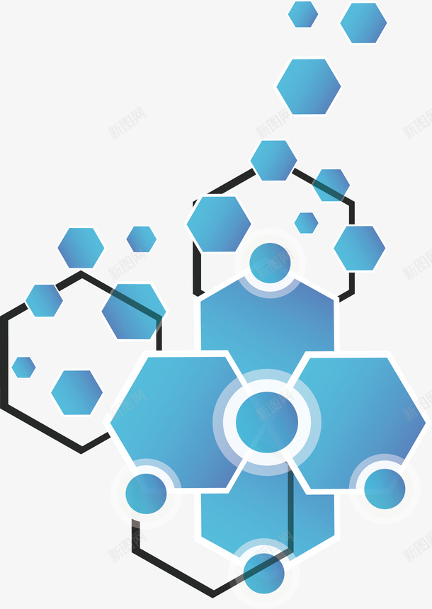 蓝色六边形花纹矢量图ai免抠素材_新图网 https://ixintu.com 六边形 六边形花纹 几何花纹 商务封面 矢量png 蓝色刘变色 矢量图