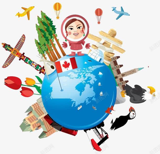 加拿大旅游图标png_新图网 https://ixintu.com 人物 加拿大 加拿大国旗 加拿大旅游 地标建筑 建筑 文化 旅游 旅游图标 旅游景点 旅行 著名景点 都市 飞机