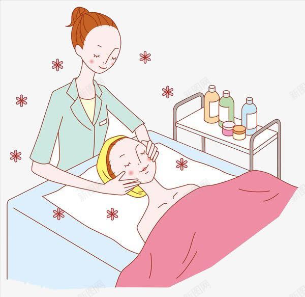 按摩师按摩脸部png免抠素材_新图网 https://ixintu.com 保养 卡通 按摩师 脸部