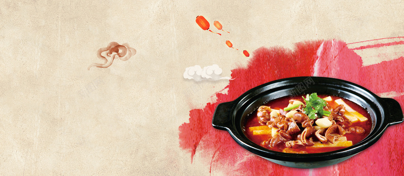 特色干锅干锅肥肠美食海报背景背景